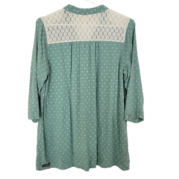 Matilda Jane Women's Enticing Eyelet Mint Green Top Medium - Picture 2 of 4